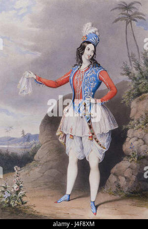 Questo ritratto del 1848 mostra Sarah Louisa Fairbrother che ritrae 'Abdullah', probabilmente in un contesto teatrale o drammatico. L'immagine cattura il lavoro dell'artista nella performance art durante il XIX secolo. Foto Stock