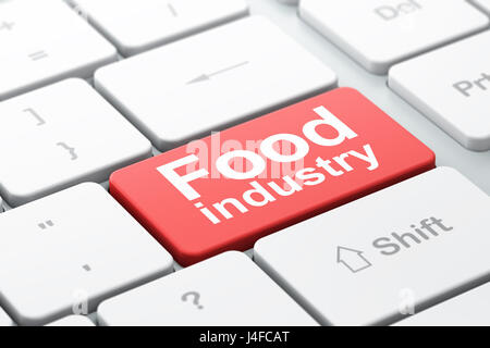 Realizzati concetto: industria alimentare sulla tastiera del computer sullo sfondo Foto Stock