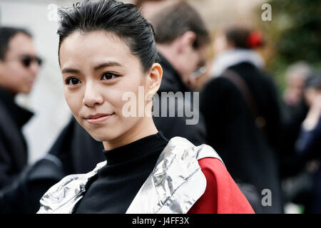 A Moncler Rouge, la settimana della moda di Parigi 2017, Le Grand-Palais, Parigi, Francia Foto Stock