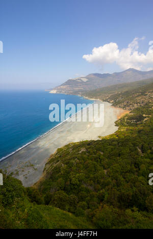 Vista dall'alto di Nonza Beach Foto Stock