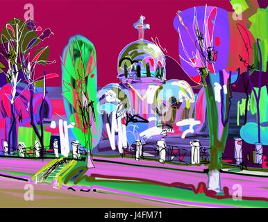 Plein Air creativi contemporanei artwork Illustrazione Vettoriale