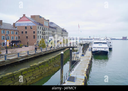 Boston Harborwalk a North End - Boston , Massachusetts Foto Stock