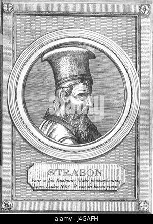 Strabone era un antico geografo, filosofo e storico greco, noto per la sua opera "Geographica", che descrive il mondo conosciuto dai Romani e dai Greci durante il suo tempo. Foto Stock