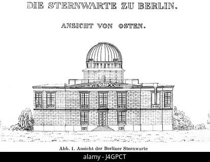 Sternwarte Berlin dispone di un grande schermo, probabilmente utilizzato per osservazioni astronomiche o presentazioni relative allo spazio e alla scienza. Foto Stock