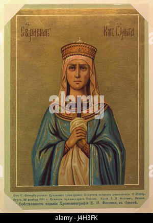 Santa Olga di Kiev (xix c., Fesenko chromolithograpy) Foto Stock