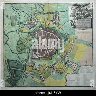 Stadtplan Lipsia 1749 Foto Stock