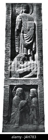 Ruthwell Cross, South face, Unzione dei piedi del Cristo e la guarigione del cieco Foto Stock