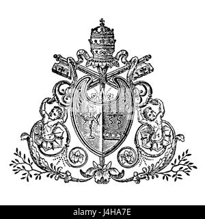 Stemma Papa Gregorio XVI si riferisce allo stemma papale associato a Papa Gregorio XVI, che servì come Papa dal 1831 al 1846, simboleggiando il suo papato. Foto Stock