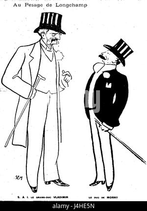 Il dipinto *Sem au pesage de Longchamp* raffigura una scena dell'ippodromo di Longchamp in Francia, mostrando l'eccitazione e l'energia dell'evento ippico. Le opere d'arte catturano l'essenza della cultura delle corse francesi nel XIX secolo. Foto Stock