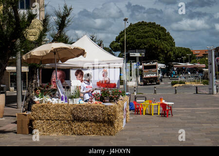 MARINA DI CECINA, Italia - 7 Maggio 2017: Largo Cairoli durante il Kite Festival e i fiori Foto Stock