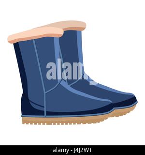 Coppia di blu scarpe invernali icona, stile cartoon Illustrazione Vettoriale