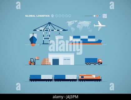 Vettore di trasporto globale concetto infographics. Illustrazione Vettoriale