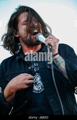 Adam Lazzara, cantante di tornare domenica esegue al 2017 Beale Street Music Festival a Tom Lee Park a Memphis, Tennessee il 5 maggio 2017. Foto Stock