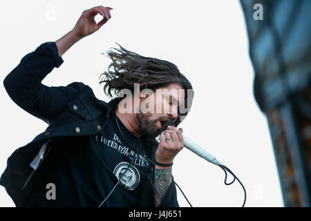 Adam Lazzara, cantante di tornare domenica esegue al 2017 Beale Street Music Festival a Tom Lee Park a Memphis, Tennessee il 5 maggio 2017. Foto Stock