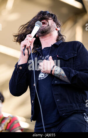 Adam Lazzara, cantante di tornare domenica esegue al 2017 Beale Street Music Festival a Tom Lee Park a Memphis, Tennessee il 5 maggio 2017. Foto Stock