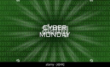 Cyber lunedì tecnologia astratto dello sfondo. Calcolatore binario Cod Illustrazione Vettoriale