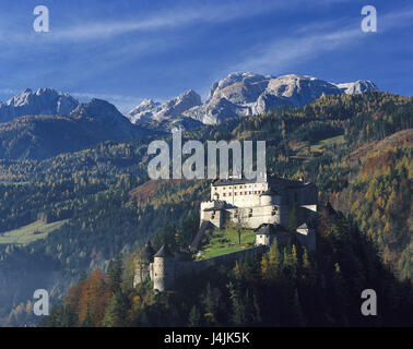 Austria, Salisburgo, gettando, blocco alto gettando, Hagengebirge, autunno Europa, Stato federale, paese di Salisburgo, bloccare, castello, castello, fortezza, alta gettando, 1077 m, 16. Cento. rinnova Foto Stock