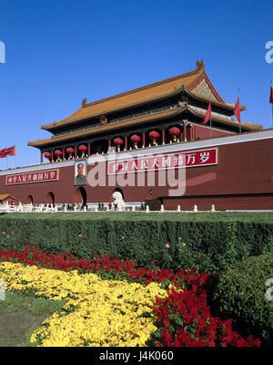 Cina, Pechino, spazio della pace celeste, Piazza Tian'anmen, visitatore, parco, dettaglio Pechino, la Città Proibita e il traguardo della pace celeste, spazio Tian'anmen, Piazza Tiananmen, la cultura, il palazzo imperiale, turistico Foto Stock