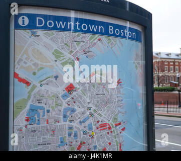 Mappa del centro di Boston - Boston , Massachusetts Foto Stock