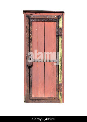 Vintage in legno pitturato gasbag scatola di archiviazione isolata su bianco Foto Stock