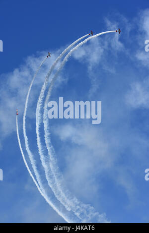 L'aeroshell aerobatic team esegue durante la Carolina del Sud la Guardia Nazionale in aria e a terra Expo a McEntire comune di Guardia Nazionale Base, Carolina del Sud, 7 maggio 2017. Questa fiera è un bracci combinato con dimostrazione delle funzionalità della Carolina del Sud la Guardia Nazionale aviatori e soldati mentre un ringraziamento per il sostegno dei colleghi Carolinians del Sud e la comunità circostante. (U.S. Air National Guard foto di Senior Airman Megan Floyd) Foto Stock