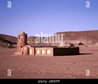 Algeria, Sahara, del Tassili N'Ajjer national park, vicino Arrikinie, Moschea di Africa, deserto paesaggio, ex area baracca, la costruzione, la struttura presenta uno stile architettonico, tradizione, cultura, fede, religione, luogo di interesse Foto Stock