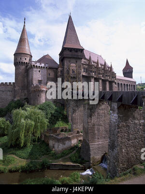 La Romania, Transilvania, Hunedoara, castello, bridge, turistiche Europa sud-orientale e dei Balcani, Transilvania, ferro di mercato, edificio, struttura, fortezza, architettura e cultura, luogo di interesse Foto Stock