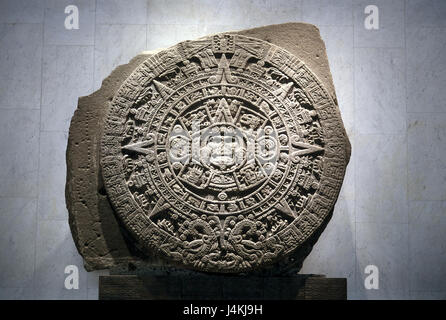 Messico, Città del Messico, antropologica museo nazionale, azteca il calendario di Città del Messico, capitale, Museo Nacional de Antropologia, cultura azteca, presentano, calendario solare pietra, pietra del quinto sun Foto Stock