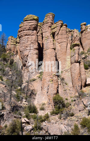 Pinnacoli di roccia da Echo Canyon Loop Trail, Chiricahua National Monument in Arizona Foto Stock