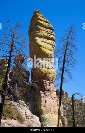 Pinnacoli di roccia da Echo Canyon Loop Trail, Chiricahua National Monument in Arizona Foto Stock