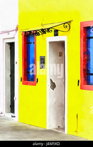 Pittura colorata di case con facciate colorate, Venezia, Itlaly Foto Stock