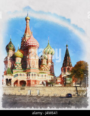 Pittura colorata di St basilici duomo, Piazza Rossa di Mosca, Russia Foto Stock