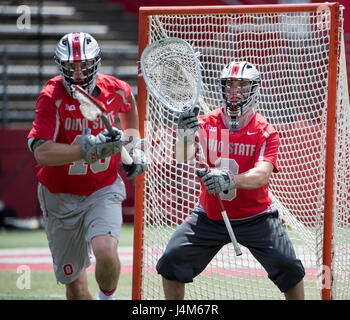 Lacrosse match tra Ohio State e Rutgers ad alto punto soluzioni Stadium di Piscataway, New Jersey Foto Stock