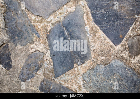 Giardino ruvida ardesia e cemento texture patio Foto Stock