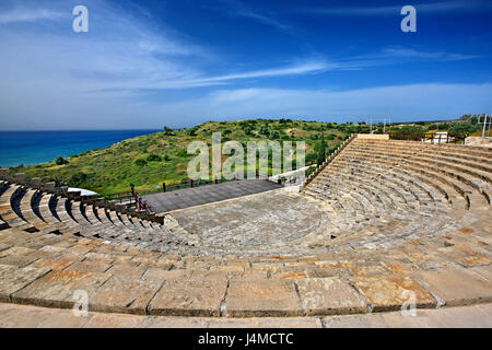 Il teatro romano di Kourion antico, distretto di Lemessos (Limassol), Cipro Foto Stock