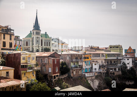 Gli edifici colorati - Valparaiso, Cile Foto Stock