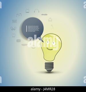 Efficienza energetica il concetto: la lampadina Smiley Face - Illustrazione in formato vettoriale modificabile Illustrazione Vettoriale