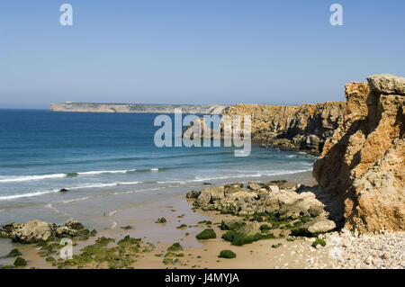 Cabo de Sao Vicente, ripida costa, Algarve, Portogallo, Foto Stock