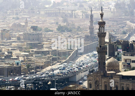 L'Egitto, al Cairo, vista città, traffico, traffico, Foto Stock
