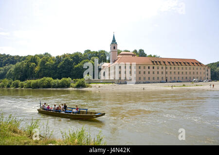 Germania, Bassa Baviera, il Danubio, il chiostro del castello del mondo, Danubio svolta, il Danubio, escursione in barca, Foto Stock