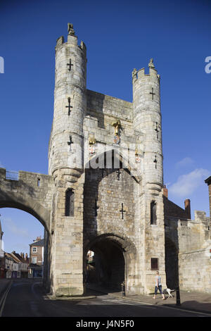 Gran Bretagna, Inghilterra, Yorkshire, York, Monk Bar, obiettivo Foto Stock