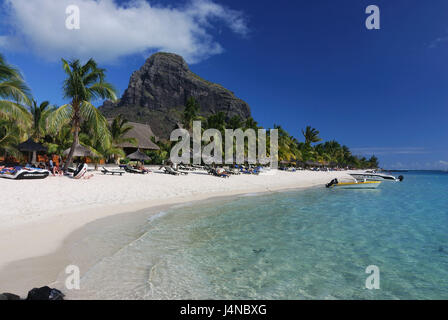 Spiaggia di sabbia, Beachcomber Paradis Resort, Le Morne Brabant, Le Morne Peninsula, Mauritius, Foto Stock