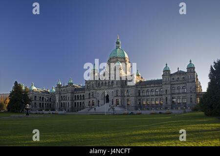 Canada, British Columbia, Vancouver Islanda, Victoria, parlamento, Nord America, Colombia britannica, destinazione, luogo di interesse, edificio, struttura, architettura di governo, a cupola, Foto Stock