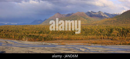 Gli Stati Uniti, Alaska, Matanuska Valley, Chugach foresta nazionale, Matanuska River, autunno Foto Stock