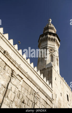 In Siria, a Damasco, città vecchia moschea Umayyad, minareto, la fede, la religione, l'Islam, Tower Building, la chiesa, la costruzione sacra, architettura, Weihrauchstrasse Foto Stock