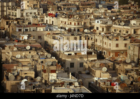 In Siria, a Damasco, vista città, Neustadt, case residenziali, satellite bocce, Centro citta', Centro citta', centro economico, panoramica, case, palazzi, architettura, sviluppo di alloggiamento, semplicemente, urbano, Weihrauchstrasse Foto Stock