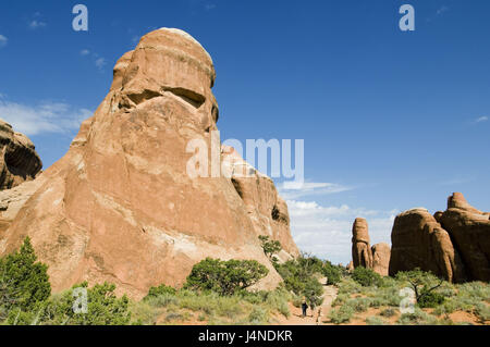 Gli Stati Uniti, Utah, Arches National Park, diavoli protezioni, turisti, Foto Stock