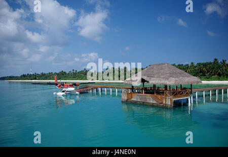 Isole Maldive, costa, idrovolante, Foto Stock