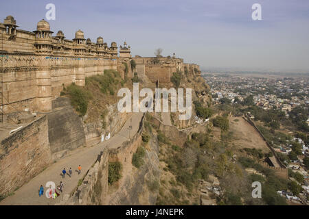 India, Madhya Pradesh, Gwalior, fort, turistico, Foto Stock