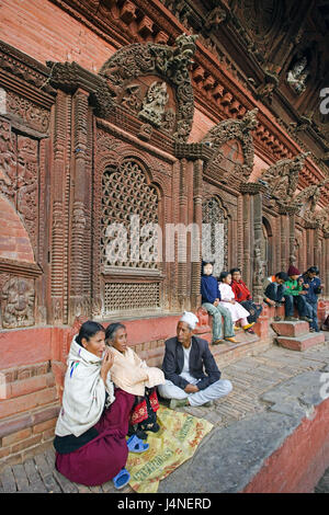 Il Nepal, Kathmandu, Durbar Square, tempio, facciata, persona, Foto Stock